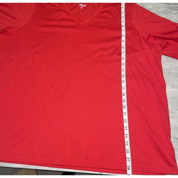 Lands' End 3X Relaxed Fit Supima Cotton V-neck Long Sleeve Top Red Holiday Xmas - Picture 3 of 4